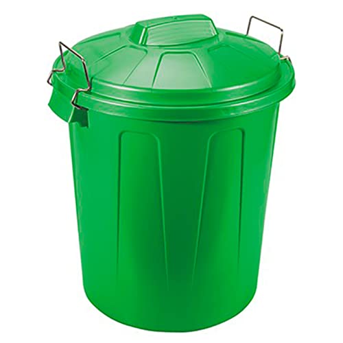 Miniatura 2 de Tradineur - Cubo De Basura De Plástico Con Asas Metálicas, Contenedor De Residuos, Papelera Con Tapa, Reciclaje, Industrial, Hogar, Fabricado En España Verde, 100 Litros, 74,5 X 57 X 52 Cm