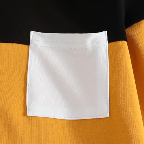 Image of Boys Clothes 2pcs Tween Boy Color Block Hoodie + Pants Little Boys Fall Winter Outfits Set, 4-12 Years