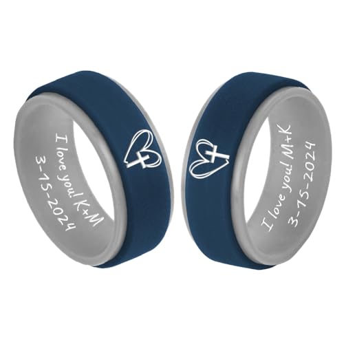 2pack 8mm Wedding Band Promise Egagement Rings Couple Silicone Rings Men&Women's And Wedding Gifts For Husband Wife,Size 6-14