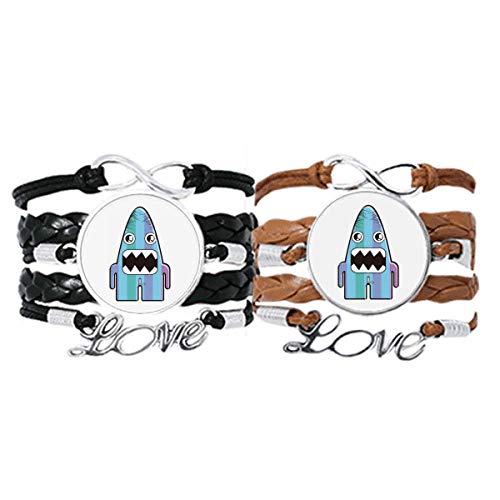 Bracelet monstre étranger bleu en cuir et corde DIYthinker (Double ensemble cadeau)