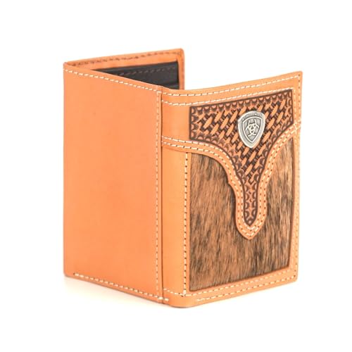 ARIAT Trifold Calf Hair Basketweave Wallet, Natural2