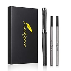 Rollerball Pen for Men Women Luxury Metal Executive Pens Home Office Use with 2 Extra Refills Black Ink 0.7mm G2(gray)
