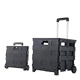 MERMONT キャリーカート 折り畳み 軽量 ショッピング アウトドア コンテナ キャスター付き 大容量 コンパクト 座れる 買い物 キャンプ 釣り 灯油 運動会 大容量 2段階調節 耐荷重35kg（ブラック）