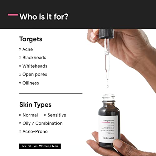 Minimalist 2% Salicylic Acid Serum For Acne, Blackheads & Open Pores | Reduces Excess Oil & Bumpy Texture | Bha Based Exfoliant For Acne Prone Or Oily Skin | 30Ml #TOP1