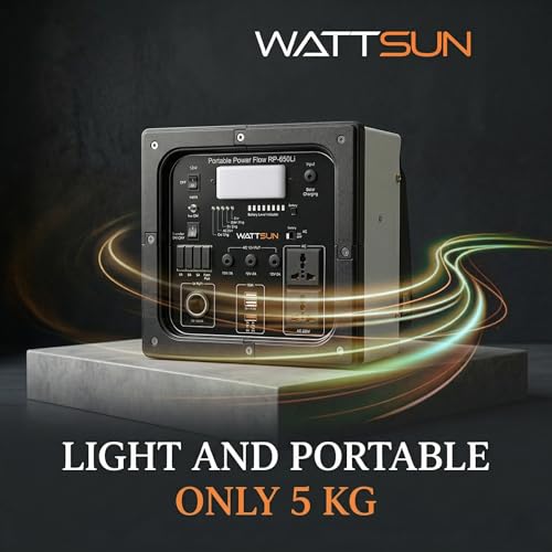 Image of Wattsun 650W Power Station with 269Wh Lithium Battery inbuilt | Solar Compatible | 10 Output Ports | Emergency Home Backup & Camping Power Supply | 3-Year Warranty | IP32 certified