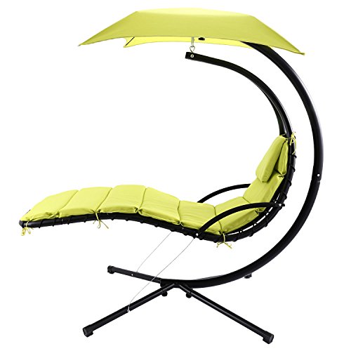 Binxin Hanging Chaise Lounger Chair Arc Stand Air Porch Swing Hammock Chair Canopy(Green) #TOP1