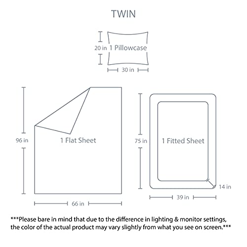 Swift Home Ultra-Soft Elegant 2-Inch Ruffled Hem Design On Flat Sheet And Pillowcases, Wrinkle Resistant, Fade Resistant, Deep Pocket, Double Brushed 3-Piece Microfiber Sheet Set - Twin, Blue Bell #TOP3