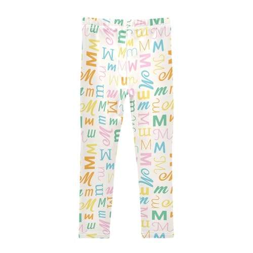ZZKKO Girls Leggings Letter M Toddler Girls Clothes Leggings for Girls Toddler Girls Leggings 3-4T2