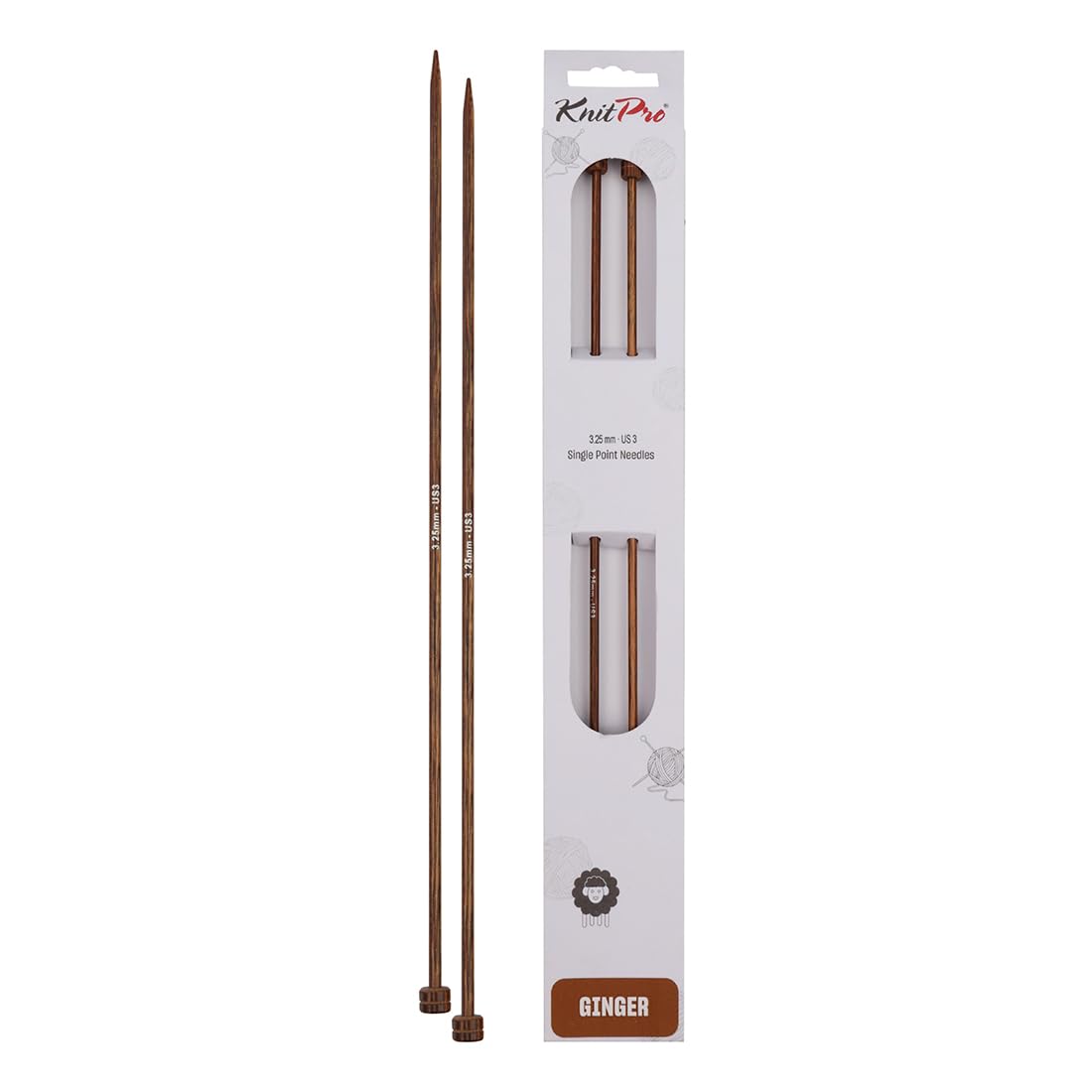 KnitPro Ginger Single Pointed Needles 10" (25cm) | 3.25mm