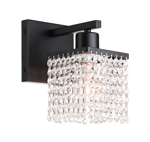 XiNBEi Lighting Crystal Wall Sconce, Modern Bathroom Sconce Light with
