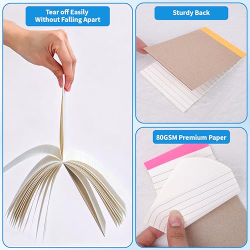 Image of Oleitodh 48 Pack Mini Note Pads 3 x 5 Inch Lined Memo Pads Rainbow Colors | 80 GSM Paper, 30 Sheets Per Pad, Pocket Notes, To-Do Lists, School, Office, Teachers, Shopping Lists, Journaling