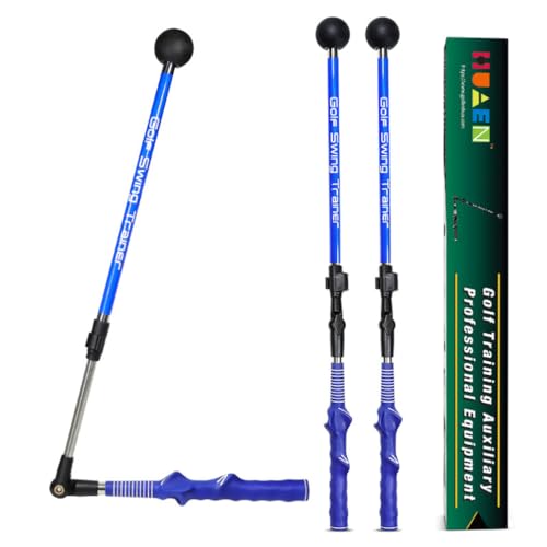 ゴルフエイド スイング練習器具 ゴルフスイングトレーナー 調節可能 折りたたみ可能 角度調節可能 伸?式79-110cm ゴルフ練習素振り 姿勢補正 広角 滑り止め付き 男女兼用 (ブルー)