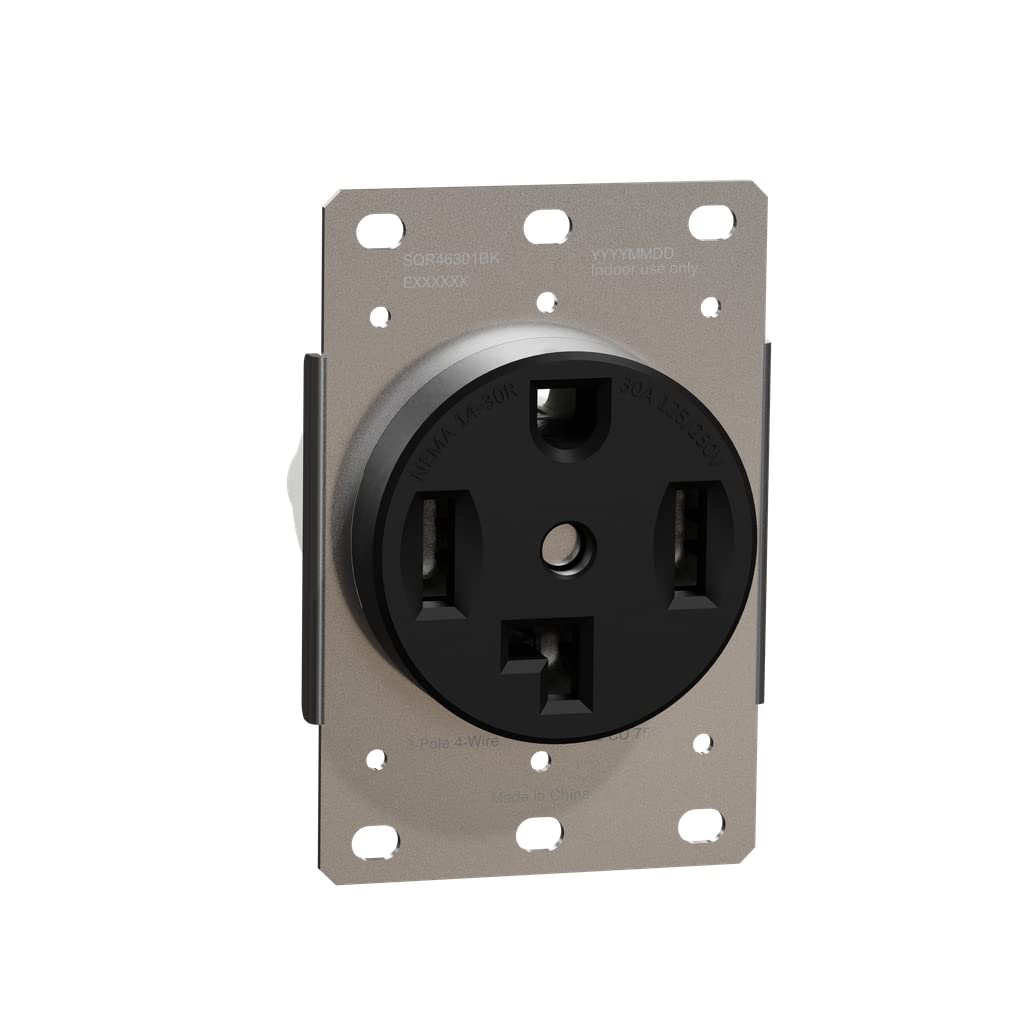 Square D by Schneider Electric Square D X Series 14-30R 125/250V Salida para secadora NEMA de montaje empotrado, 30 Amp, negro mate