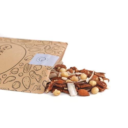 Makadamia - Mix di Frutta Secca 500 g - Mix Lowcarb - Mandorle Grezze, Macadamia al Naturale, Cocco Disidratato, Noci Pecan al Naturale.