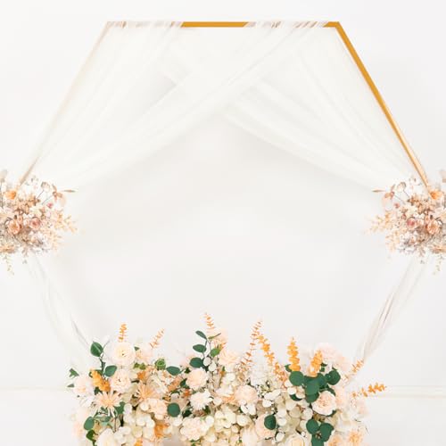 Image of Sheer Wedding Arch Draping Fabric 29 inch x 20 FT 4 Panels Ivory White