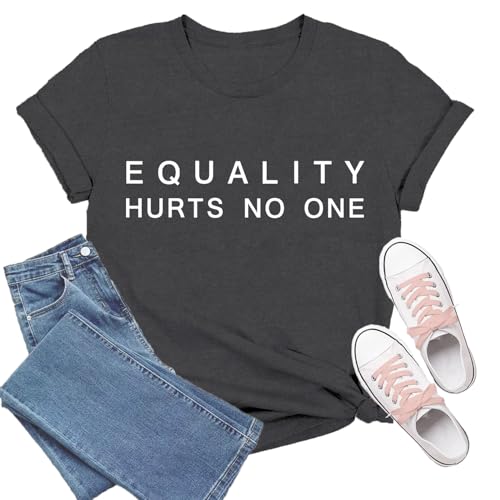 TIEEI Women Human Rights Shirt Feminist T-Shirts Equality Hurts No One Tee Tops Grey