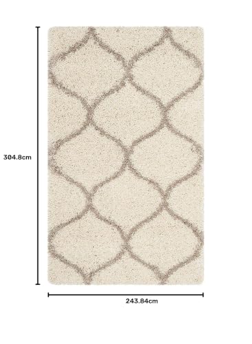 Image of Fur Shaggy Rectangular Rugs And Carpets, Modern Plush Area Rug For Bedroom Living Room Floor Mat Bedside Home Decor Carpet (8X10 Feet, Ivory|Beige)