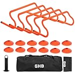 GHB Speed Agility Training Equipment, 5 Pack Agility Hurdles Soccer Cones 12 Pack Detachable Sturdy Hurdles Training Equipment Set with Carry Bag for Athletes,Soccer,Basketball