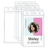 Uniclife 6 Pack Vertical ID Badge Holder - Waterproof Clear Sleeve Case Cover - Heavy Duty Protector Pouch With Resealable Zip for Proximity Key, Driver's License and Credit Cards