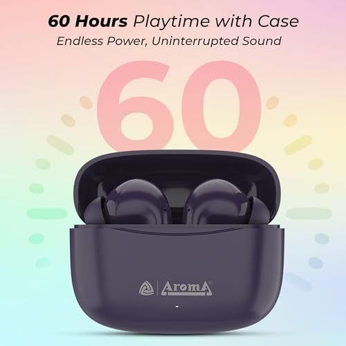 Image of AROMA TWS22 Zivo V5.4 True Wireless Earbuds, Punk Blue | up to 60H Playtime, ENC, Fast Charging, Heavy Bass