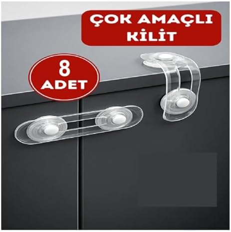 Çocuk Güvenlik Kilidi, Dolap Kilidi,çekmece kilidi,Bebek emniyet kilidi (8li Kilit K.) - Görsel 2