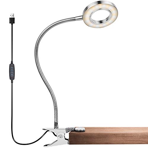 Clip Light USB Reading Light - iVict 24 LED Book Reading Light, 3 Color Modes & 10 Brightness Dimmer, Auto Off Timer & Memory Function, Eye Protection Desk Light, Book Clamp Bed Night Reading Light