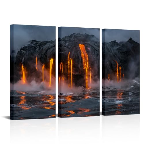 KLVOS - 3 Piece Canvas Wall Art Twilight Flow Sea