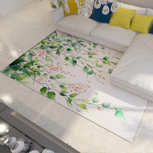Tapis à feuilles de vignes 60x120cm vert sauge antidérapant et lavable - 3