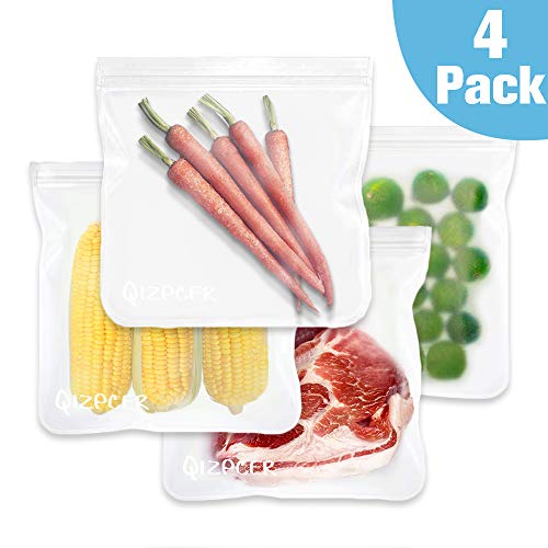 Reusable Gallon Storage Bags - 4 Pack Ziplock Gallon Freezer Bags for Food,EXTRA