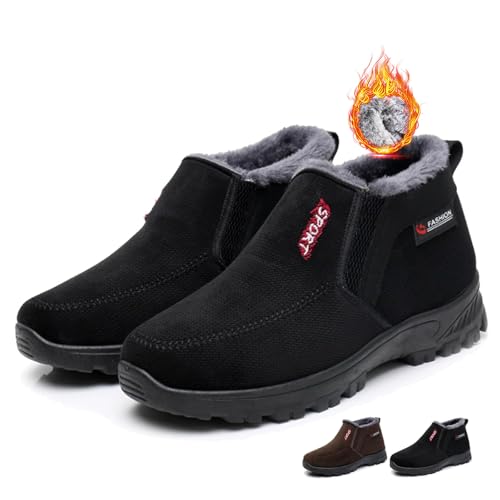 MASHANGGOU Decalori Shoes, Decalori Winter Shoes for Men, Winter Men Snow Boots Lightweight Non-Slip Warm Fur Lined Slip On Ankle Boots, Negro , 43 EU