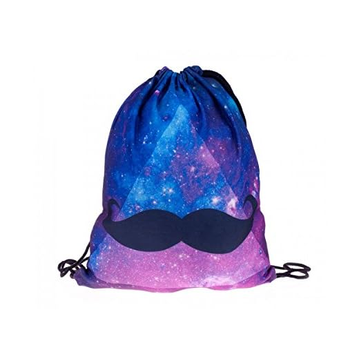 Sacca sportiva a tracolla per l'allenamento, ma non solo. Ultra leggero lifestyle viaggio borsa borsetta palestra zaino a spalla trend sport per uomini donne ragazzi ragazze bambini, Turnbeutel 1 RU-10-50:RU-14 Galaxy Mustache