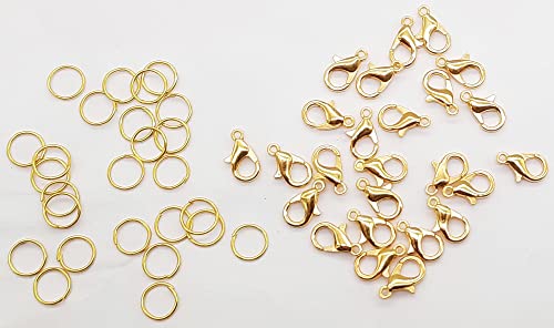 Image of eshoppee 24 pcs Necklace end Locking Lobster Clasp Hook Lock Beads for Jewellery Making kit Art and Crafts Materials for Necklace Bracelet Earring DIY kit (Metal Lobster)