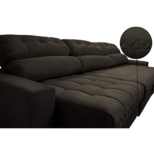 Sofá Retrátil e Reclinável com Molas Ensacadas Cama Inbox Master 3,22m Tecido Suede Café