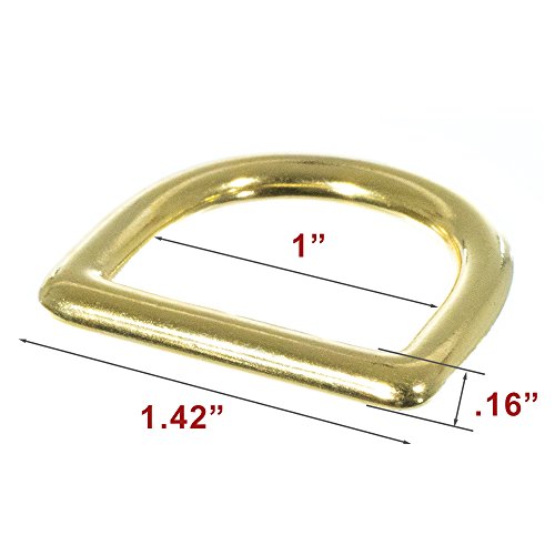 6-Piece Set of 1 Inch Solid Brass D Rings for Straps, Bags, Purses, Belts, and Leathercrafts
