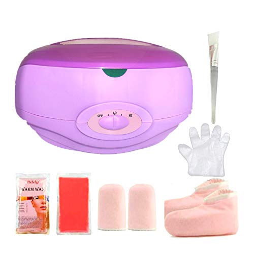 Calentador de parafina Baño de parafina Calentar muy Rápido Calentador de Parafina para Manos y Pies Juego botines aguantes+parafina 900G (KIT-Lila)