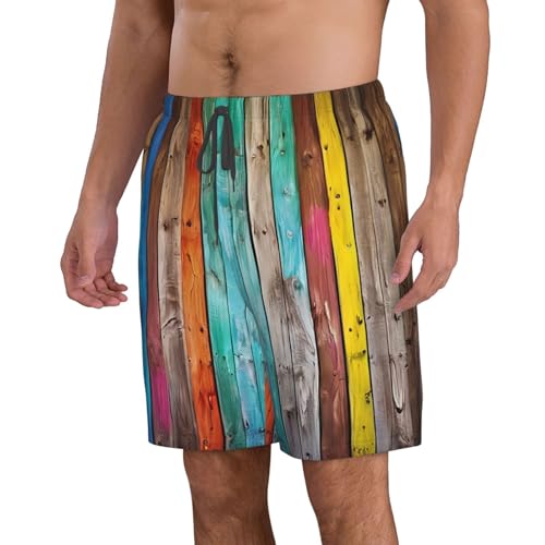 Colorful Rainbow Stripe Men's Quick Dry Beach Shorts Swim Trunks with Pockets Board Shorts2