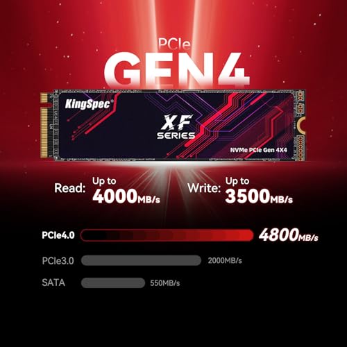 Image of KingSpec 2TB M.2 SSD 2280 NVMe PCIe 4.0 x4, Read /Write Speed up to 4000 /3500MB /s, Internal M2 PCIe SSD Compatible with Gaming Console /Desktop /Gaming Laptop