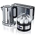 Produktbild Arendo - Edelstahl Wasserkocher + Basisstation mit Temperatureinstellung + Edelstahl 1000W Toaster + Edelstahl Eierkocher für 1 - 7 Eier