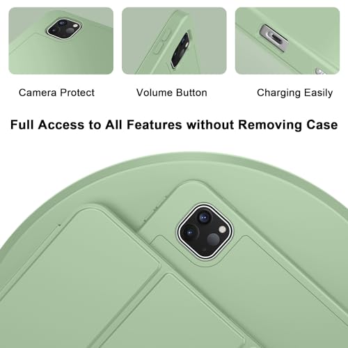 Image of ZryXal New iPad Pro 13 Inch Case (M5) 2025 / (M4) 2024 with Pencil Holder, Smart iPad Case [Support Pencil Pro and Pencil (USB-C)], Support Touch ID and Auto Wake /Sleep (Matcha Green)