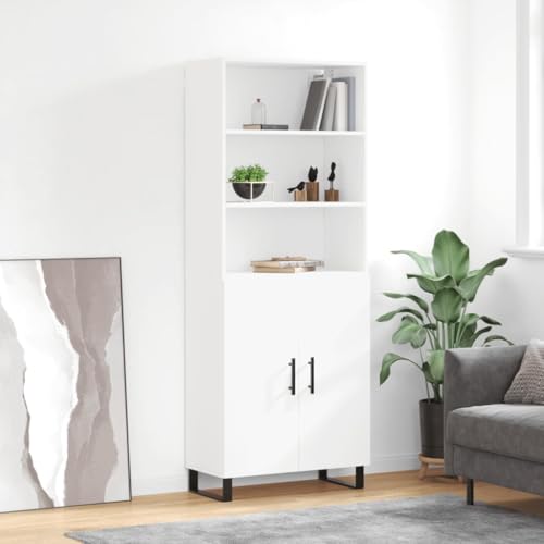 Genérico Aparador Alto Madera contrachapada Blanco 69,5x34x180 cm,Armarios y Almacenamiento,Aparadores-3189277