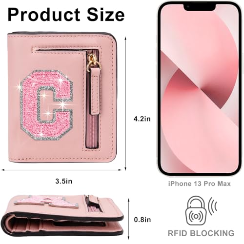 Image of Birthday Gifts for Teen Girl Kids Wallet Girl Wallets Small Initial Rfid Wallet Teen Girls Gift Preppy Stuff for Girls Pink C