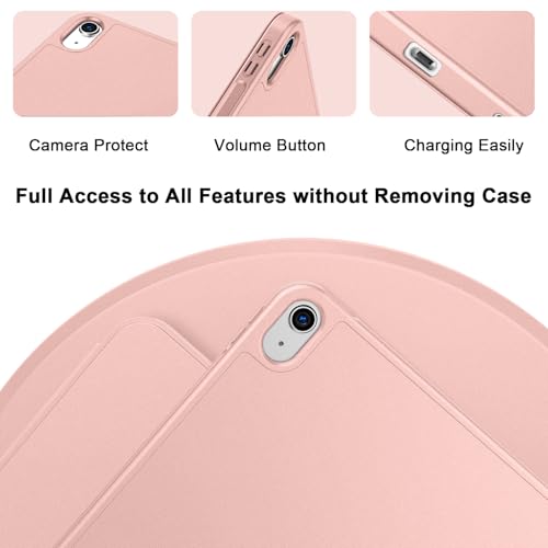 Image of ToaPoia Case for iPad (A16) 11 Inch 2025 /iPad 10th Generation 10.9 Inch 2022, Slim Trifold Stand Protective Cover with Pencil Holder and Soft TPU Back,Support Auto Sleep /Wake (Rose Gold)