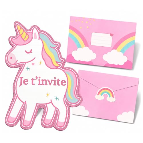 marelle CREATIVE MINDS Carte Invitation Anniversaire Fille - Lot de 12 Invitations avec Enveloppes Assorties et Autocollants - Invitation Anniversaire Fille -...