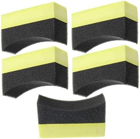 Eioflia Tire Dressing Applicator Automotive Car Detailing Sponge Washer Curved Foam Cleaning Tool Tyre Sponge Pad,Tire Shine Applicator 5PCS