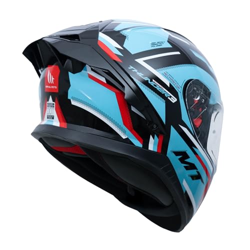Image of MT Helmets Thunder 3 SV Blaze Full Face Helmet for Men and Women, DOT and ISI Certified, Sharp 4 Star Rated, Pinlock Ready, Internal Sun Visor, Double D Ring