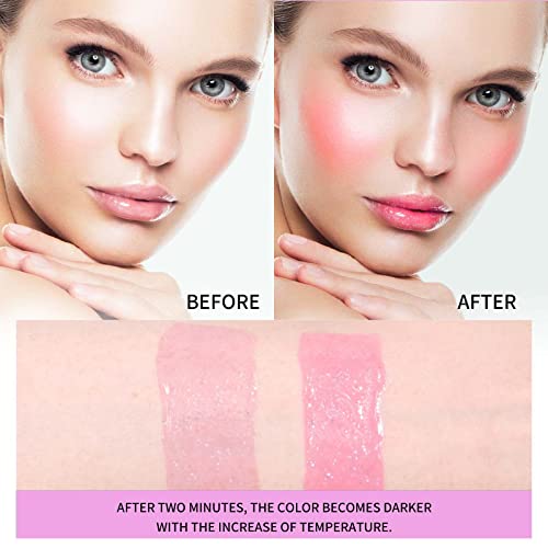U-Shinein Color Changing Blush Oil For Cheek, Liquid Blush For Cheeks, Temperature Color Changing Liquid Blusher Oil, Waterproof Blusher For Cheeks Light Weight Cheek Face Blush Oil Long-Wearing #TOP3