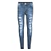 Zipper Children's Fashion Jeans Years 3-14 Hole Long Old Pocket Button Tight Girls Cropped (Light Blue, 13-14 Years)