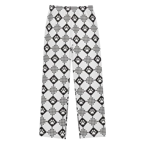 Dog Paw Tartan Plaid Checkered Boys Pants for Kids Jogger Pants with Pockets S-XL