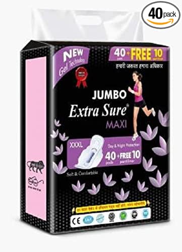 Apophis Extra Sure XXXL 320 Mm Ultra Soft Thin Dry Cottony Sanitary Napkin Pad With Wing For Women Girl 40 + 10
