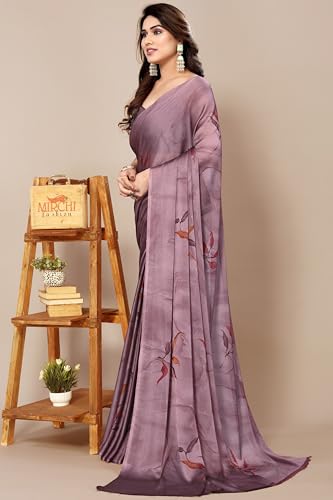 Image of MIRCHI FASHION Saree for Woman Chiffon Floral Printed | Lightweight All-Day Comfortable Women's Sari with Unstitched Blouse Piece (Available in 30 Colors)